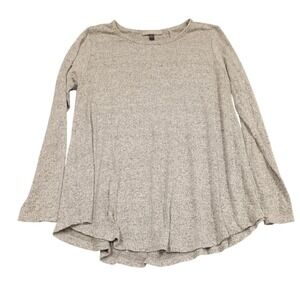 Purple Snow Flared Knit Top Womens Large Gray Marled Long Sleeve‎ Flowy Relaxed